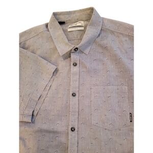 Billabong Mens Short Sleeve Button Up Shirt Gray Micro Print Tailored‎ Fit XL